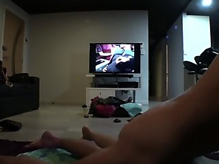 amateur, aziatische, zonder zadel, koppel, creampie